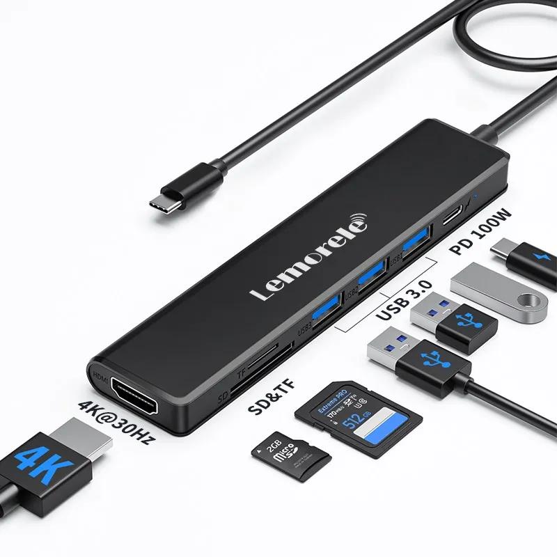 USB CŸ 3.0 , HDMI HD 4K, 30Hz, PD 100W, SD, TF , 7-in-1